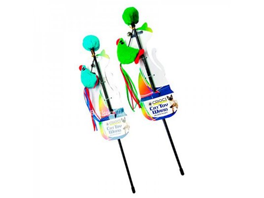 CR IGRAČA ZA MAČKE NA PALICI PTICE MIX 45 CM