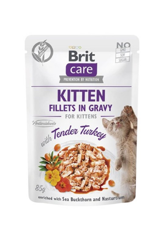 BCC-pouch Cat Grain-Free Kitten - Fillets in gravy with Tender Turkey 85g (24) -fileji purana v omaki za mlade mucke