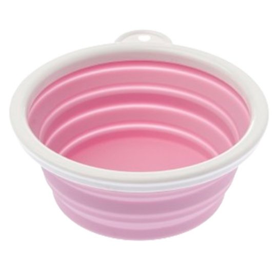 FB zložljiva prenosna posoda, silikon s plastičnim robom, 16x16x7 cm, 750 ml, roza