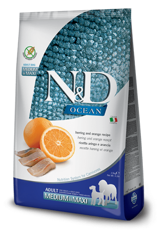 N&D Ocean Fish Dog GF Herring&Orange Adult MD&MX 12kg