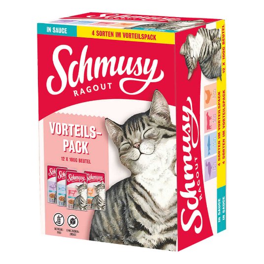 Schmusy Ragout in Sauce (raca, losos, govedina, piščanec 12x100g (4)