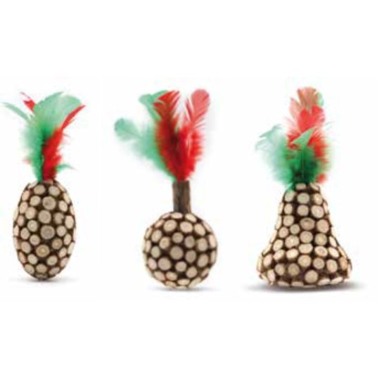 CR Xmas Euphoria Dots, igrača za mačke, les, perje, 13 cm