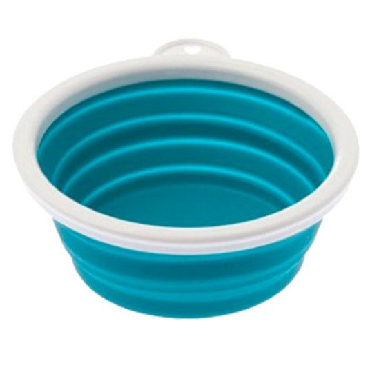 FB zložljiva prenosna posoda, silikon s plastičnim robom, 18x18x8 cm, 1 L, petrol modra