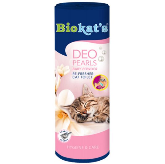 BIOKATS DEO PEARLS BABY POWDER, osvežilec za mačji posip, 700 g (6)