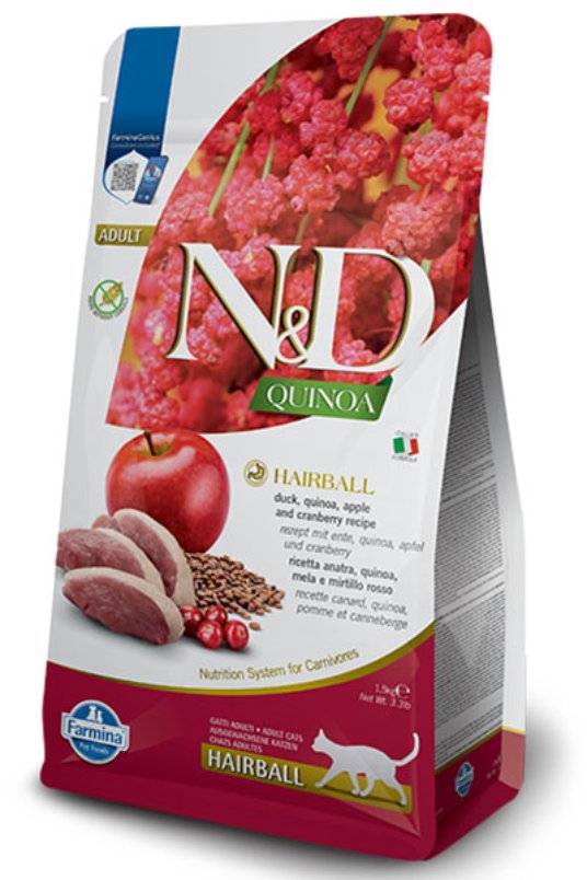 N&D Quinoa Cat Hairball Duck&Apple&Cranberry 1,5kg