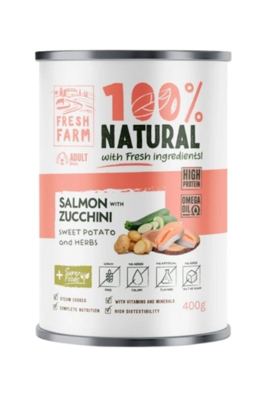 Fresh Farm Coarse Pate, losos, bučke, sladki krompir in zelišča, 400 g (12)