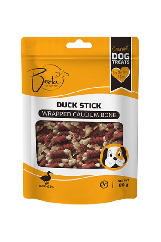 Besta QQ Duck stick wrapped calcium bone 7-8cm 80g