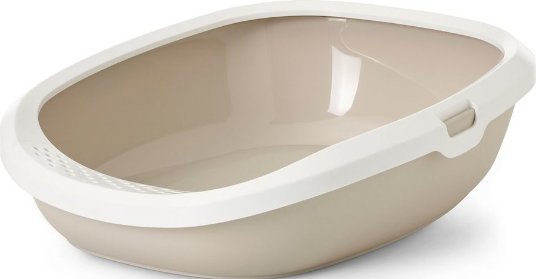 SAVIC GIZMO ODPRT MAČJI WC BEL-RJAV MEDIUM