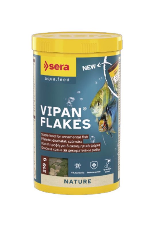 SERA Vipan Flakes, kosmiči za okrasne ribe, 100 ml
