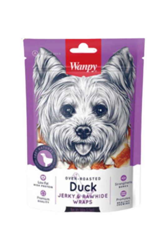 Wanpy Dog Duck Jerky & Rawhide wraps 100g
