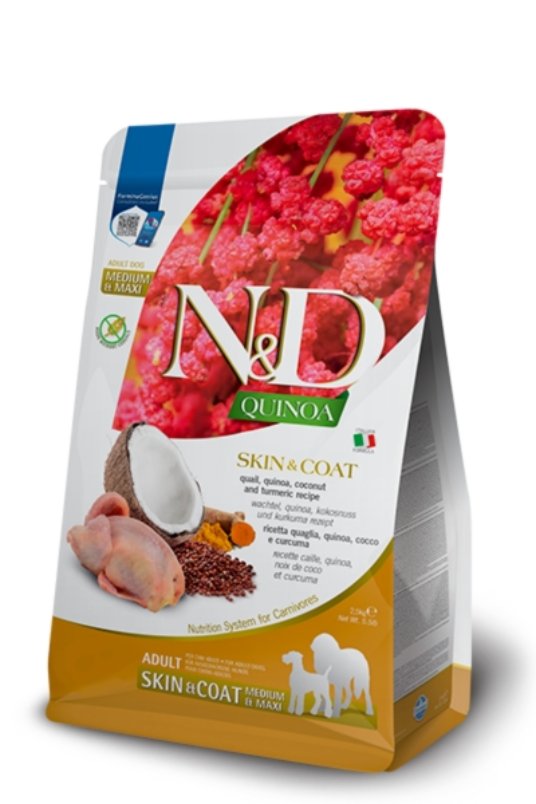 N&D Quinoa Dog Skin&Coat Quail&Coconut MD&MX 2,5kg