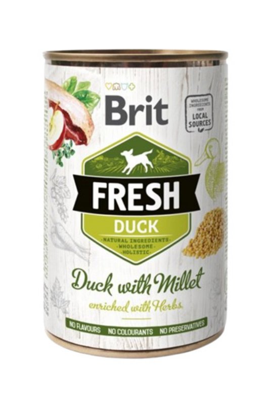 Brit Fresh Can Dog Duck with Millet 400g (6)