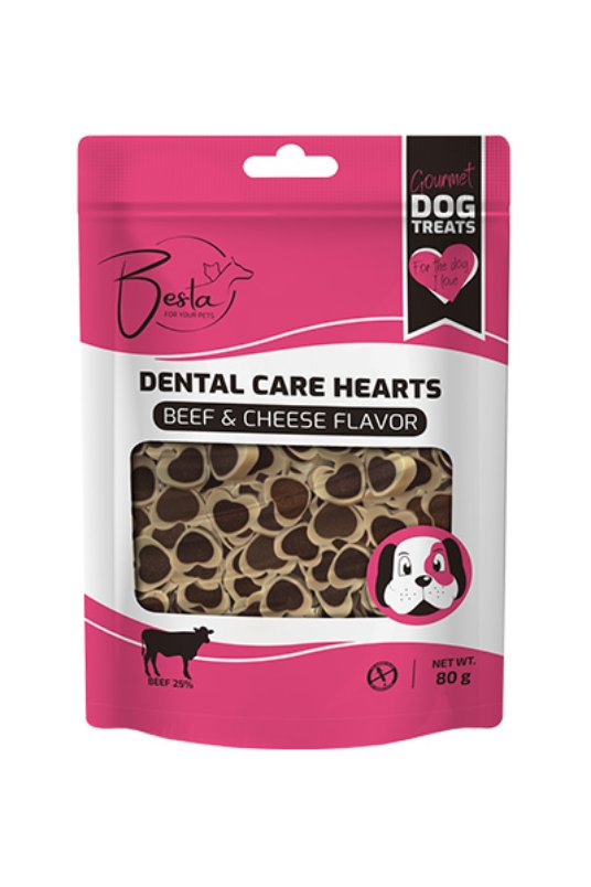 Besta QQ Heart shape dental care of beef & cheese flavor  0,2x0,5cm 80g