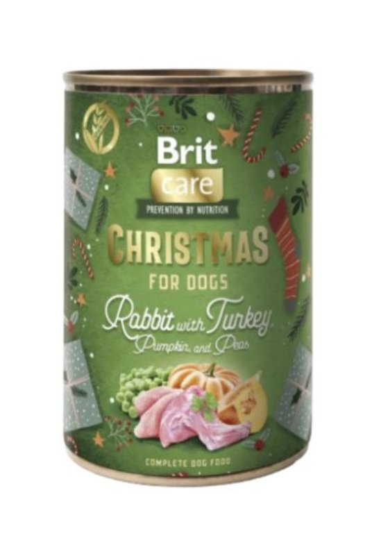 Brit Christmas Care Dog Can Rabbit 400g (6) (kunec)