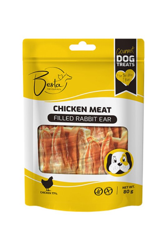 Besta QQ Rabbit ears with chicken 9-10x2-3cm 80g