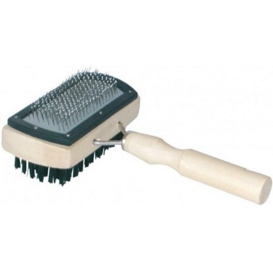 CR DVOJNA KRTAČA Z LESENIM ROČAJEM ŽIMA/KRIVE IGLE 18 CM