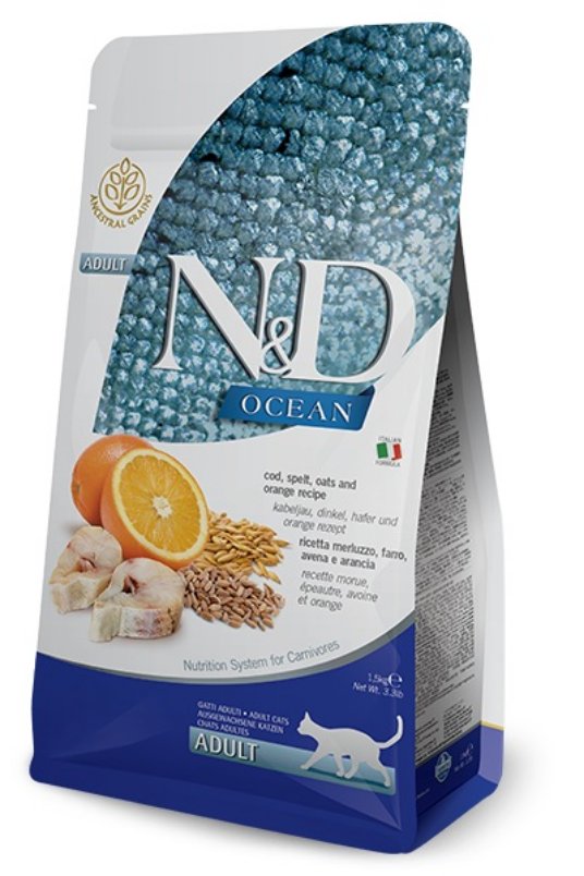 N&D Ocean Fish Cat LG Codfish,Spelt,Oats and Orange