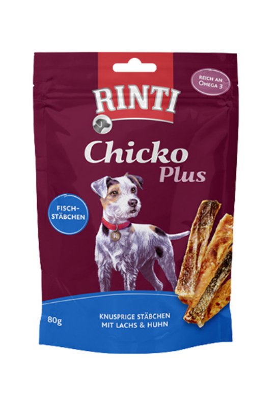 RINTI Chicko Plus, ribje palcke s piscancem 80g (12)