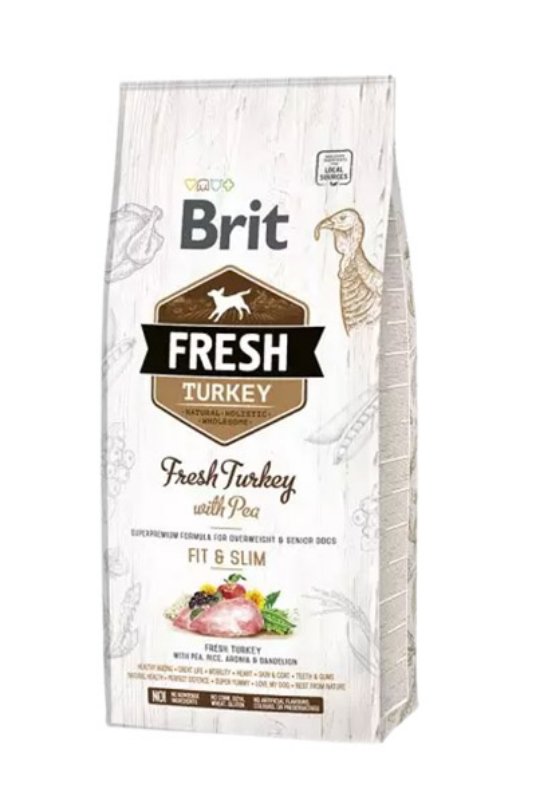 Brit Fresh Turkey with Pea Light Fit&Slim 2,5kg Puran z grahom, lahka hrana za pse