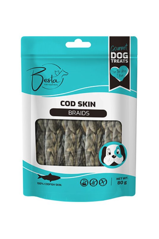 Besta QQ Cod skin braids, 10x2.5x1,5cm 80g