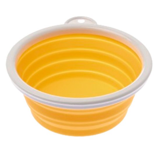 FB zložljiva prenosna posoda, silikon s plastičnim robom, 13x13x6 cm, 355 ml, rumena