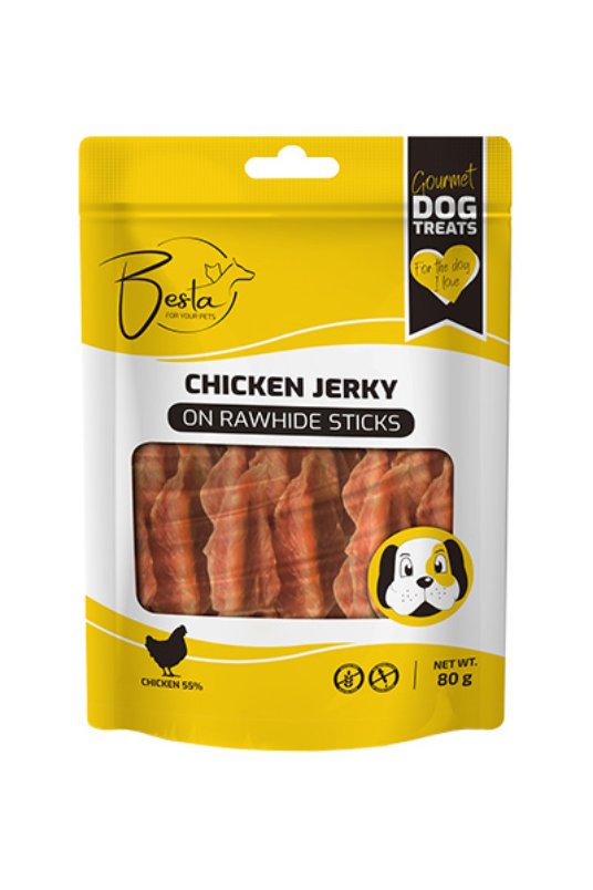 Besta QQ Chicken jerky with inserted rawhide 9-10cm 80g
