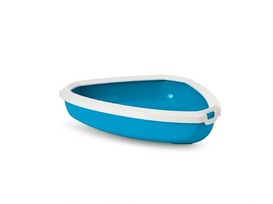 SAVIC RINCON ODPRT KOTNI WC ZA MAČKE 58,5X46XV13,5 CM BEL/MODER