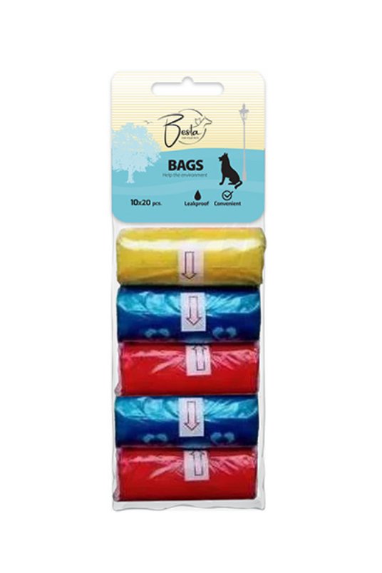 Besta paket vrečk za iztrebke, barvne, miks, 80x20 kos