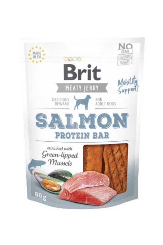 Brit Jerky-Salmon Protein Bar 80g (losos-beljakovinska ploščica) (12)