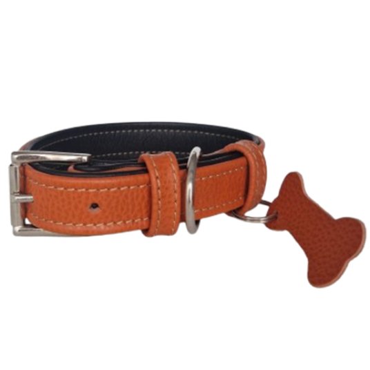 Besta.Ovratnica Usnjena Mambo 3x45-57cm oranzna