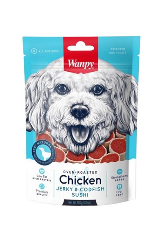 Wanpy Dog Chicken Jerky & Codfish Sushi 100g