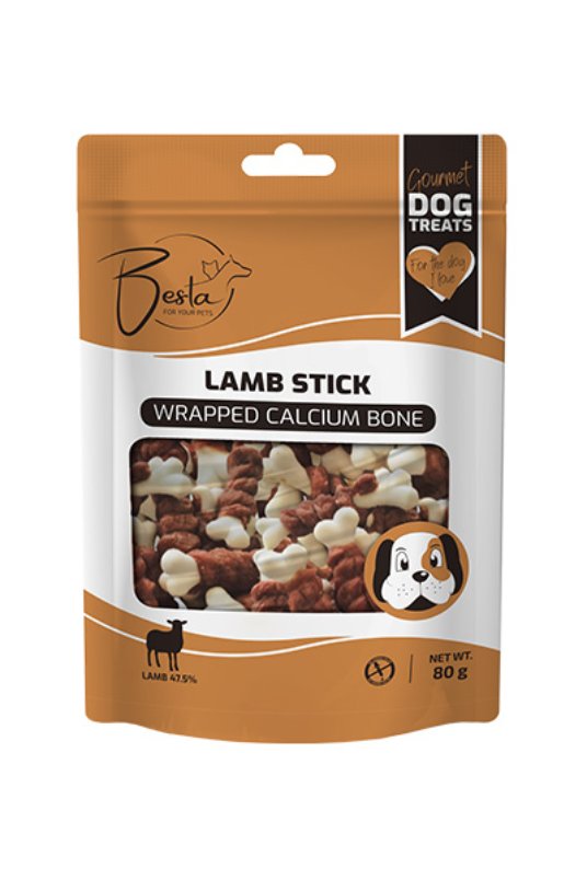Besta QQ Lamb stick wrapped calcium bone 7-8cm 80g