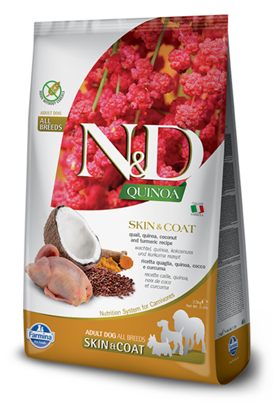 D.N&D Quinoa Dog Skin&Coat Quail&Coconut 2,5kg