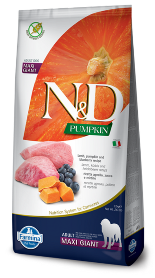 N&D GF PM Dog Lamb&Blueberry Adult MX&Giant 12kg
