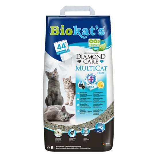 BIOKATS DIAMOND CARE MULTICAT FRESH PESEK ZA VEČ MAČK 8 L