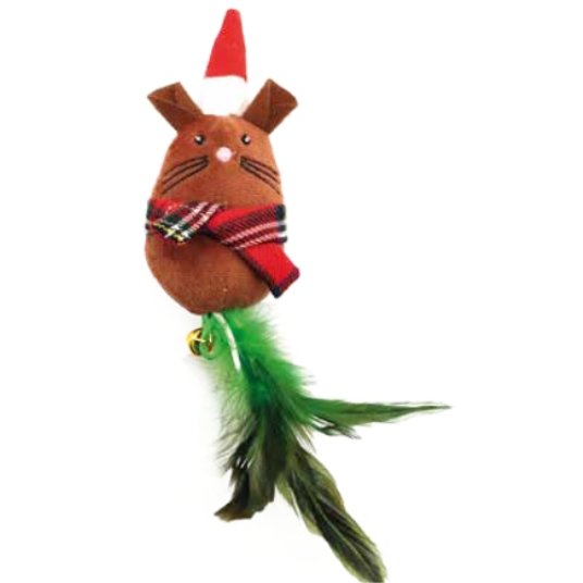 Croci XMAS igrača za mačke, FEATHER MOUSE, z mačjo meto, 12 cm
