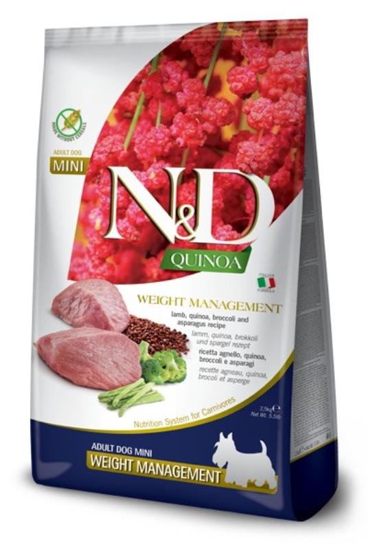 N&D Quinoa Dog Weight Man Lamb&Broccoli&Asparagus Mini 800g