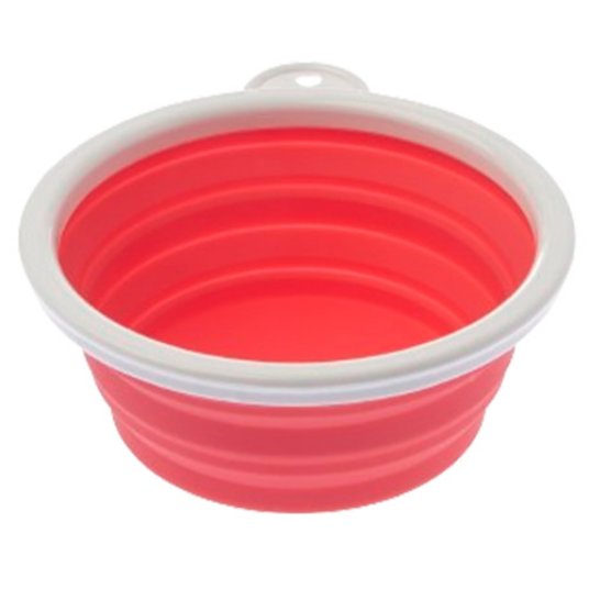 FB zložljiva prenosna posoda, silikon s plastičnim robom, 16x16x7 cm, 750 ml, rdeča